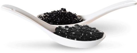 caviar dans cuillères en nacre